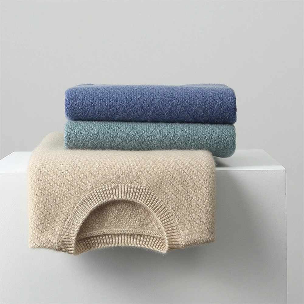 GUOOU fall winter round neck knitted sweater men popular knitwear cashmere sweater men