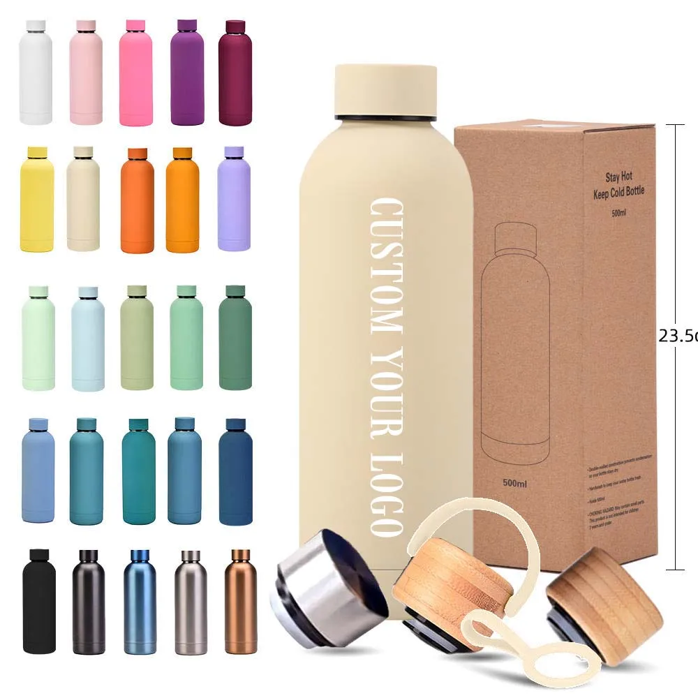 Factory Price Small Mouth Double Wall Gym Water Bottle Custom Logo 500Ml Printed Stainless Steel Insulated Sport Water Bottles