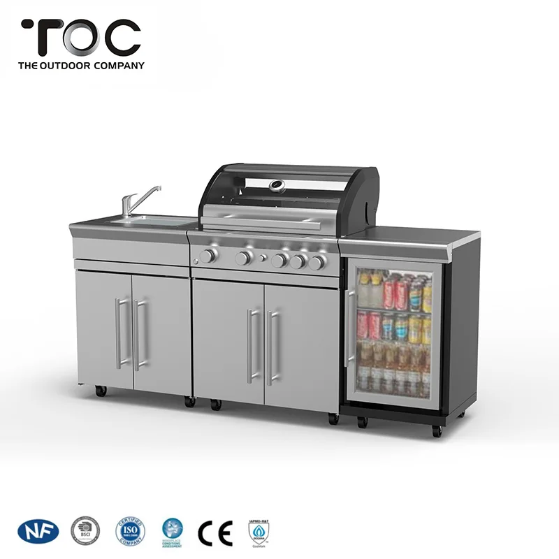 Современная Коммерческая горелка для барбекю, уличная кухня, независимый газовый гриль для барбекю с шкафом