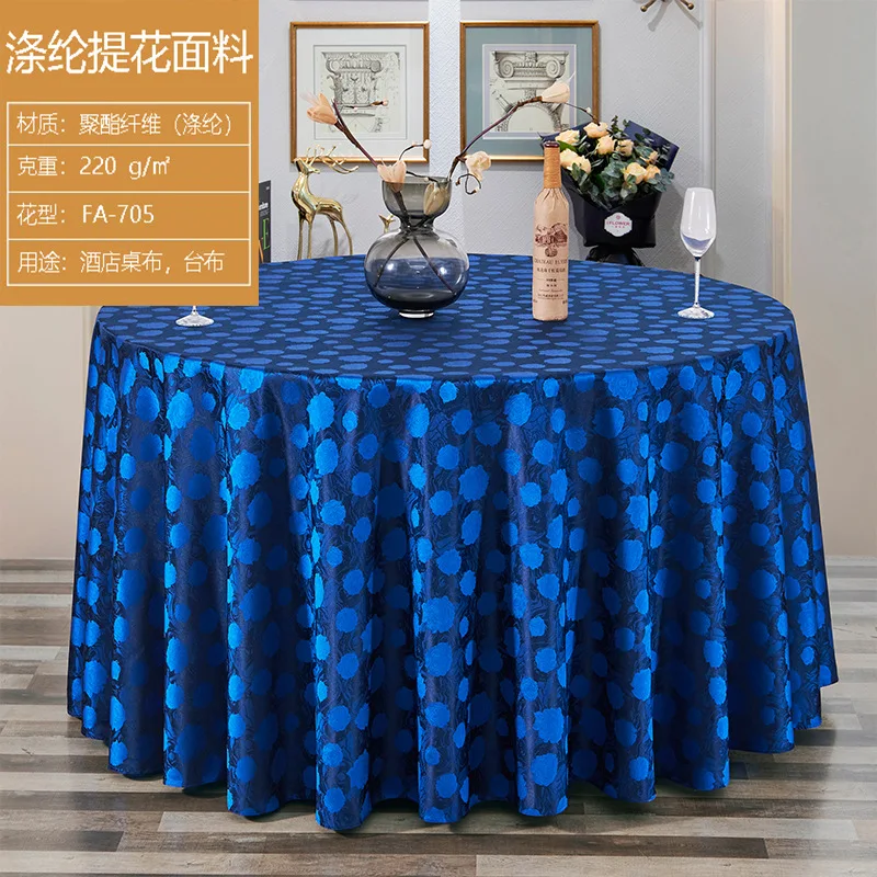 Custom polyester jacquard fabric Chinese non-ironing large round table tablecloth hotel napkins easy to wash wedding tablecloth