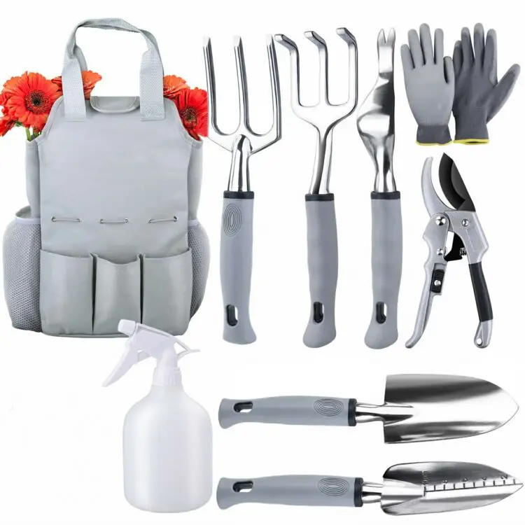 9 Pieces 2022 Aluminum Alloy Hand Shovel Trowel Rake Gift Box Garden Tool Set