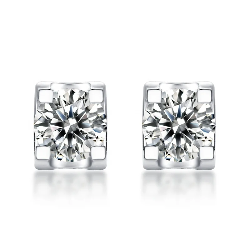 Manufacturer professional discount custom round white gold earrings Moissanite engagement earrings