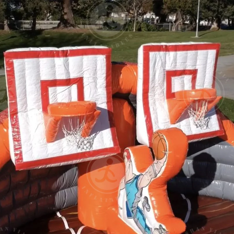 Hottest Factory Price Inflatable Basketball Slam Dunk Challenge Bounce Court Inflatable Basketball Game  Rentals