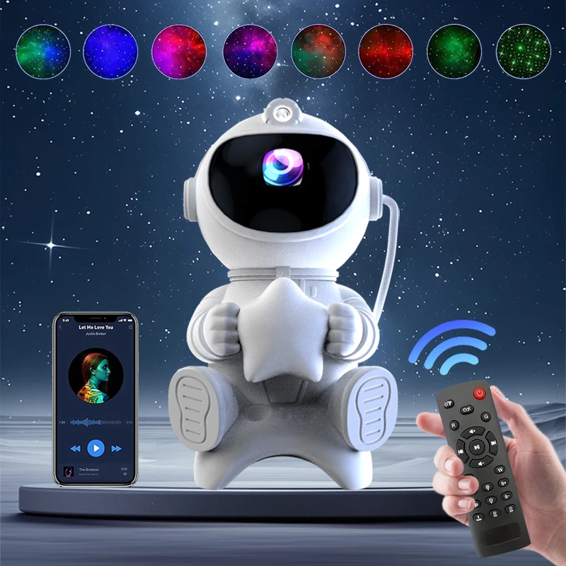 Sitting Astronaut Projector Ocean Wave Star Light galaxy projector Kid gift led Astronaut Lamp Starry Night Light with Speaker