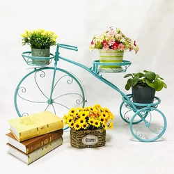 Metal Flower Display Rack Wrought Iron Bicycle Plant Pot Stand for Garden Flower Shop Decor