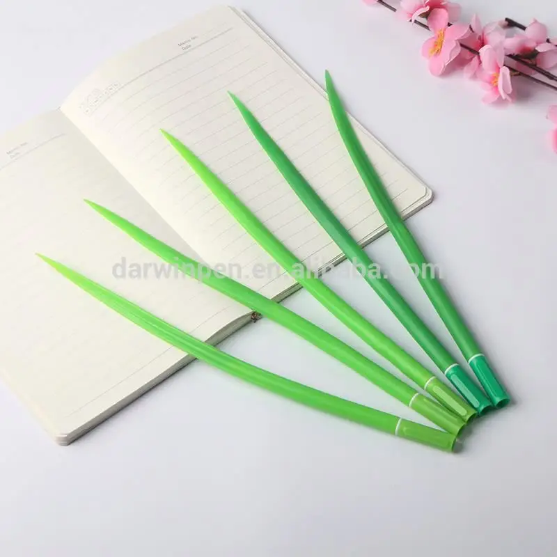 Best design hotel Pen Use novelty green grass plastic pen for promotion