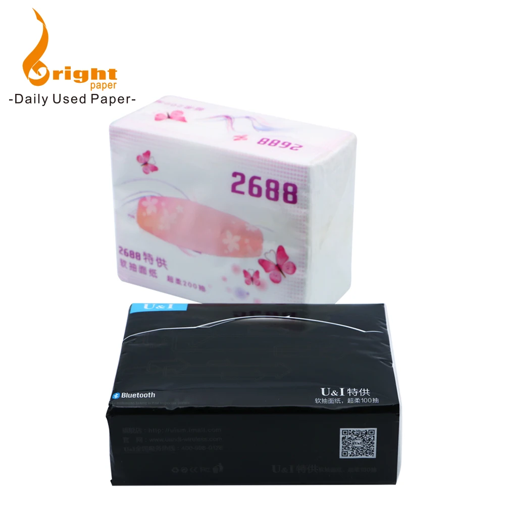 2 Ply Layer and Office & Hotel Application soft pack facial branded tissue paper