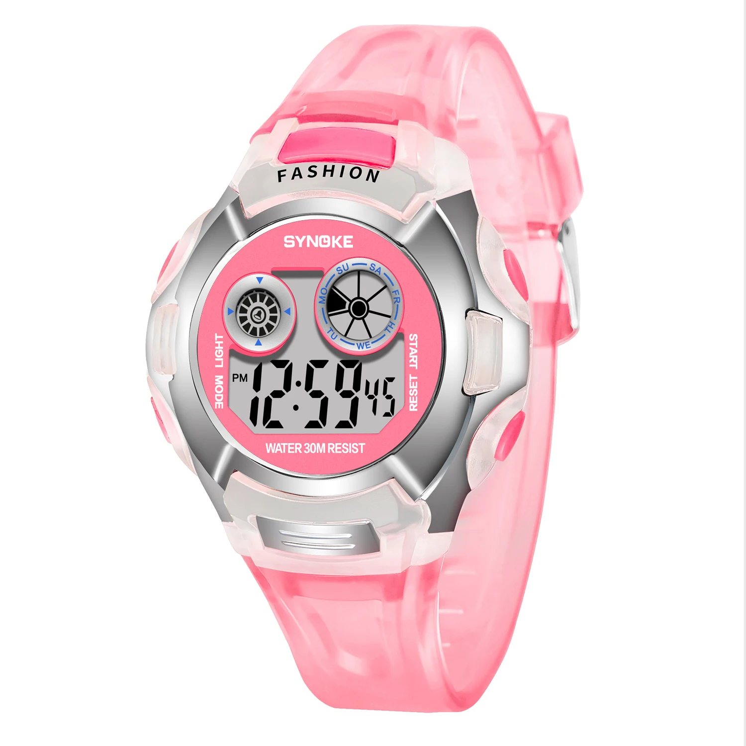 
SYNOKE Fashionable translucent alarm colorful luminous multifunctional sports boys girls primary school electronic digital watch 