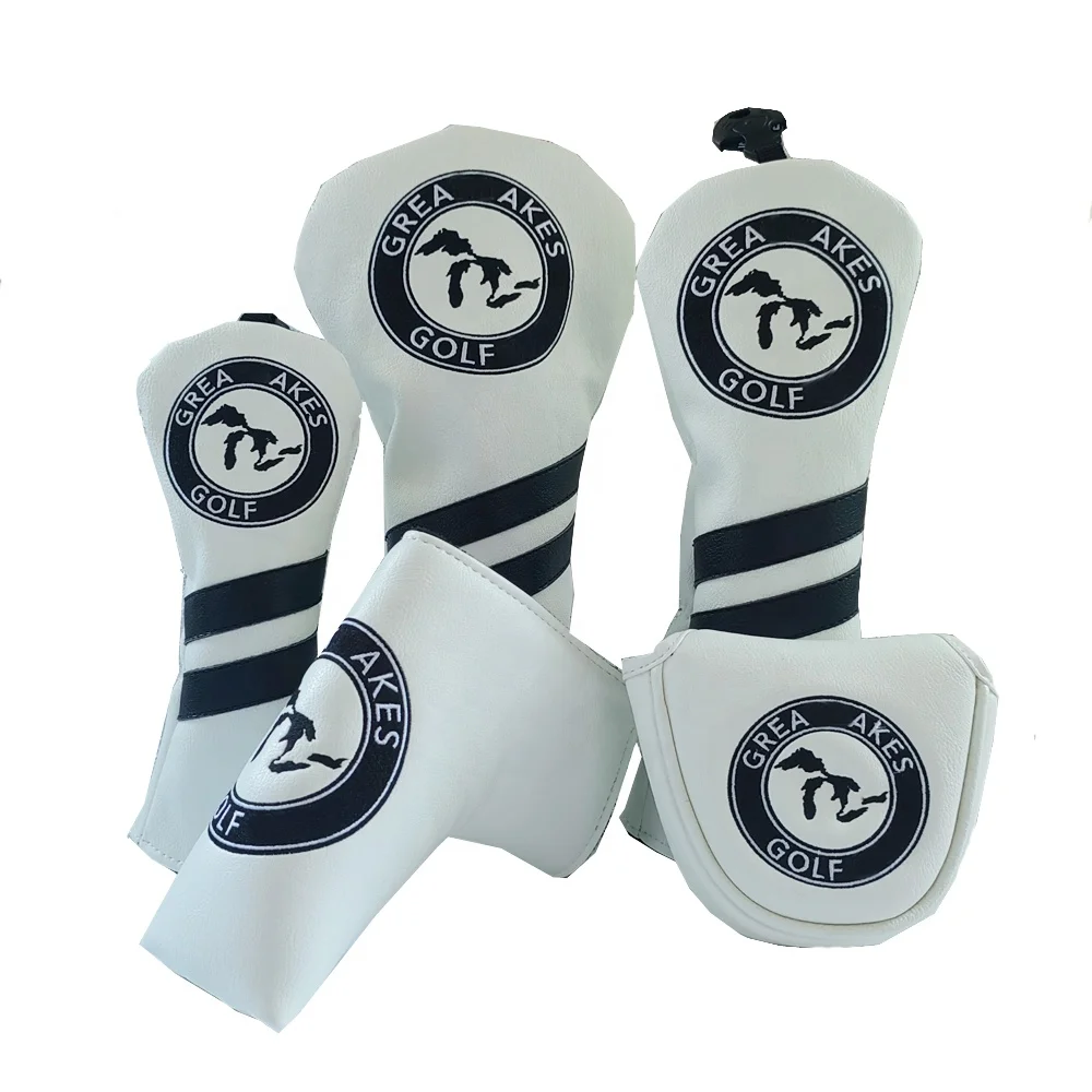 Pu leather golf driver headcover custom design golf headcovers embroidered logo golf club head covers