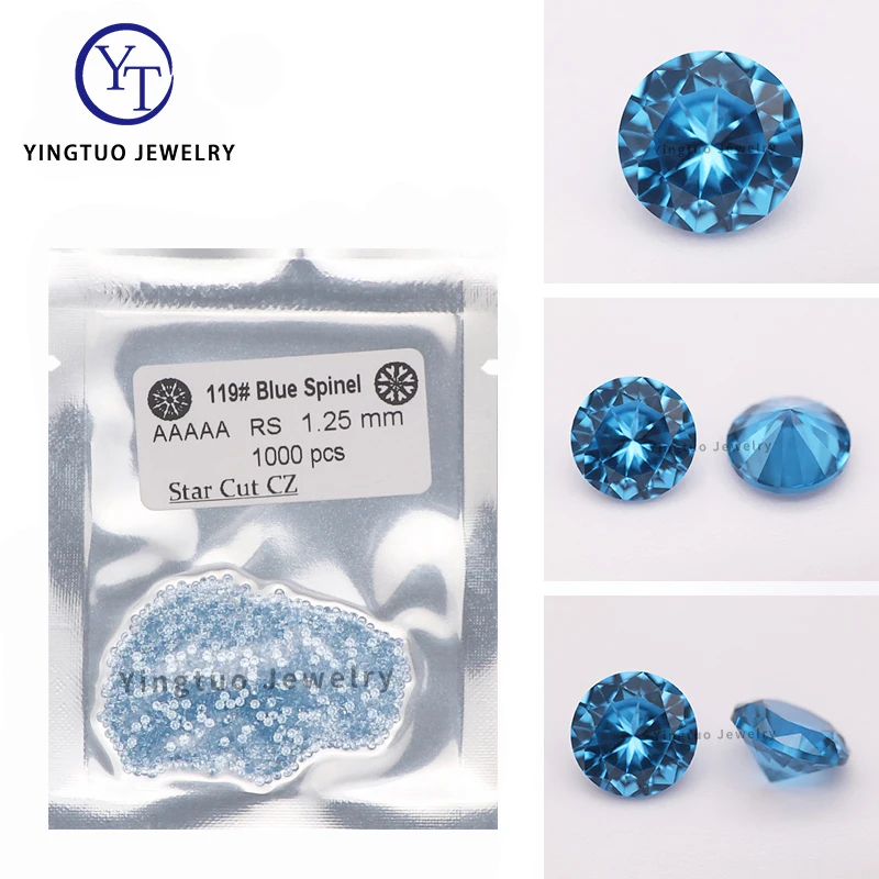 Factory Wax Setting 1.0mm-3.0mm Round Cut Blue Aqua Blue #119 Synthetic Spinel gemstone