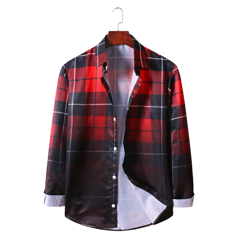 
6 color wholesale 2020 popular product 3d plaid button down Fluorescence for men utility shirt 