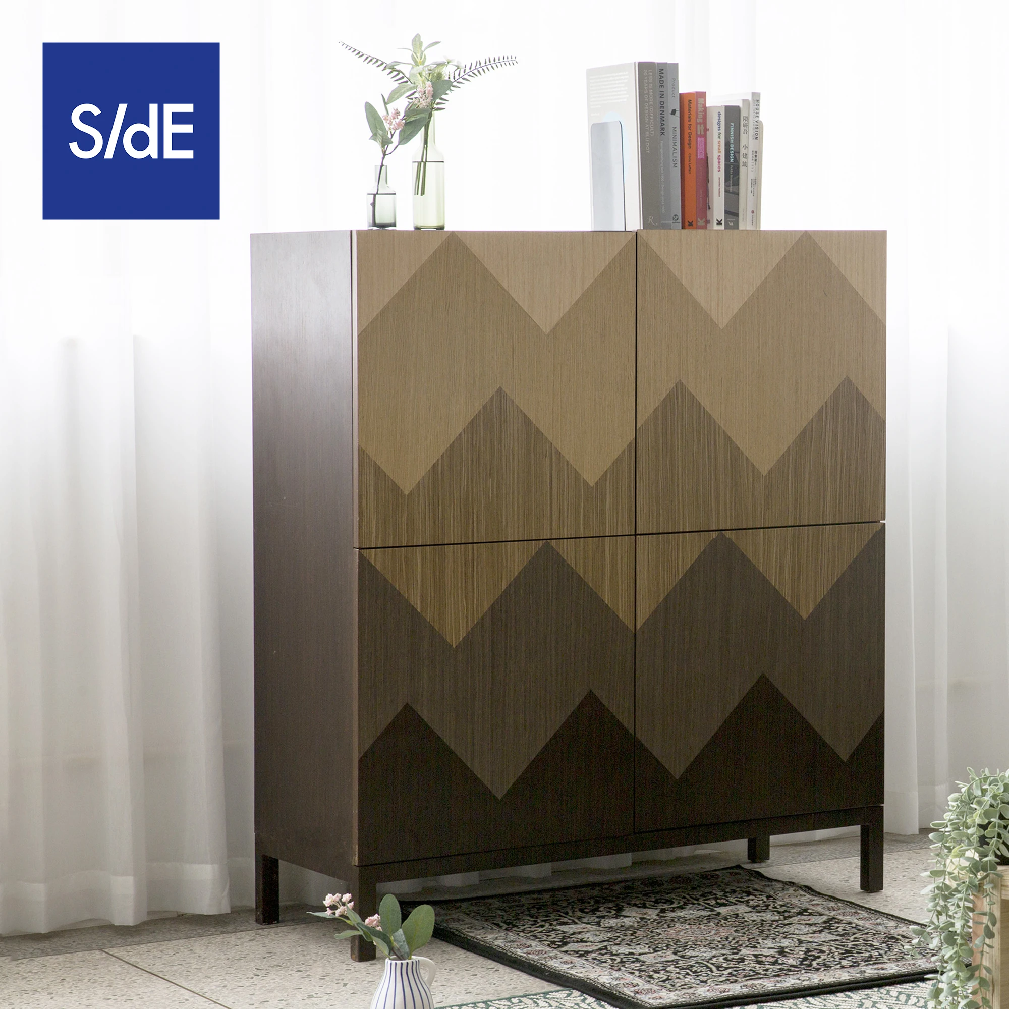 Storage Cabinet with 4 Doors for Home Furniture Nordic Creative Style Living Room Cabinet Furniture Sunset Cabinet Design