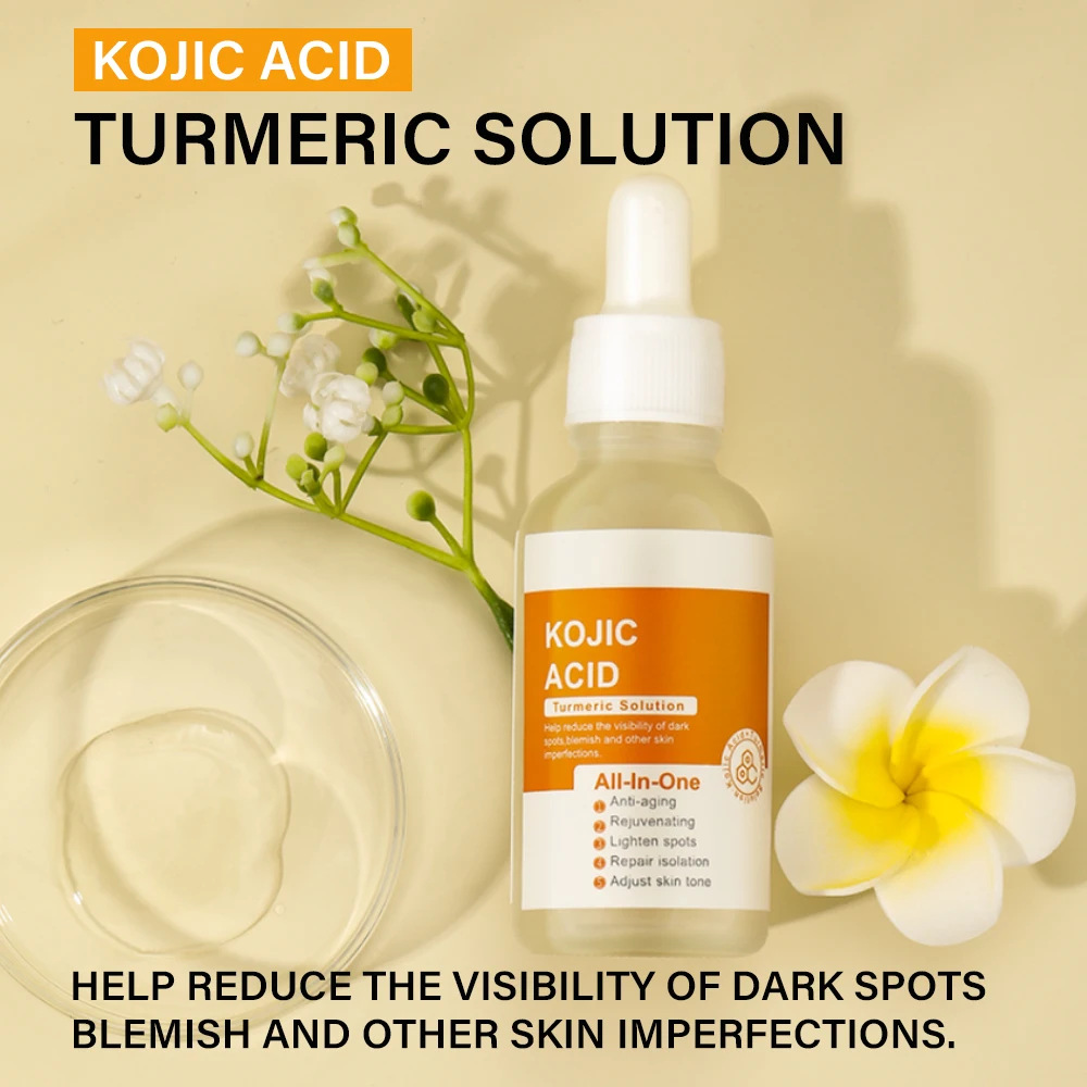Private Label Serum Reduce Skin Oil Secretion Clean Fine Pores Moisturizes the Skin 30ml MOOYAM Kojic Acid Turmeric Solution