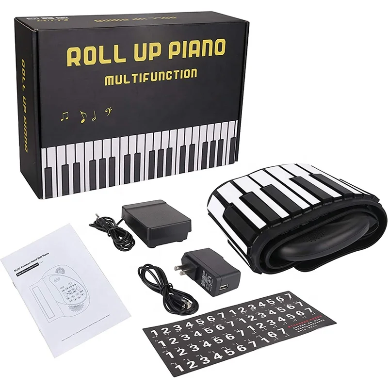 2022 hot product Rolling up 61keys piano midi hand roll foldable piano for kid to playing piano
