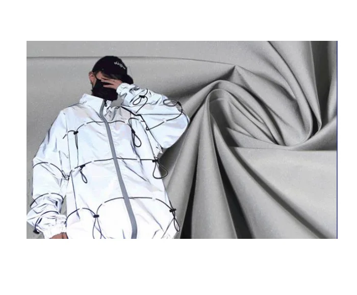 RL New fashion Iridescent dress fabric colorful rainbow color change neon reflective 100% polyester fabric