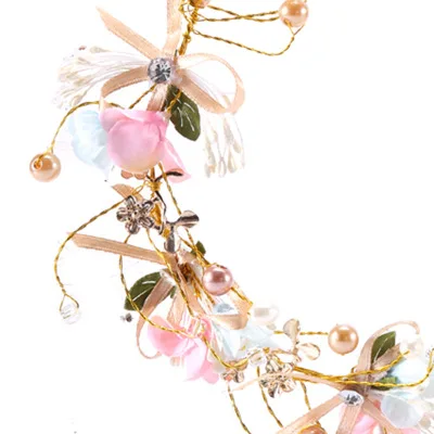 2019 Amazon hot sale Handmade Garland Headdress Bow Flower Bridal Headdress Children Hair Accessories Hairband Hawaiian Wreath