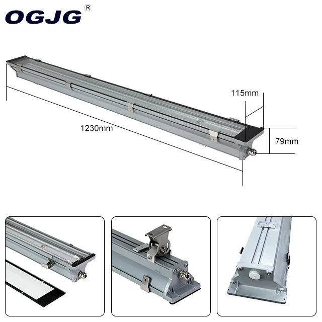Led Triproof Light Aluminum Housing Glass Lens Waterproof Lamp linear tri-proof