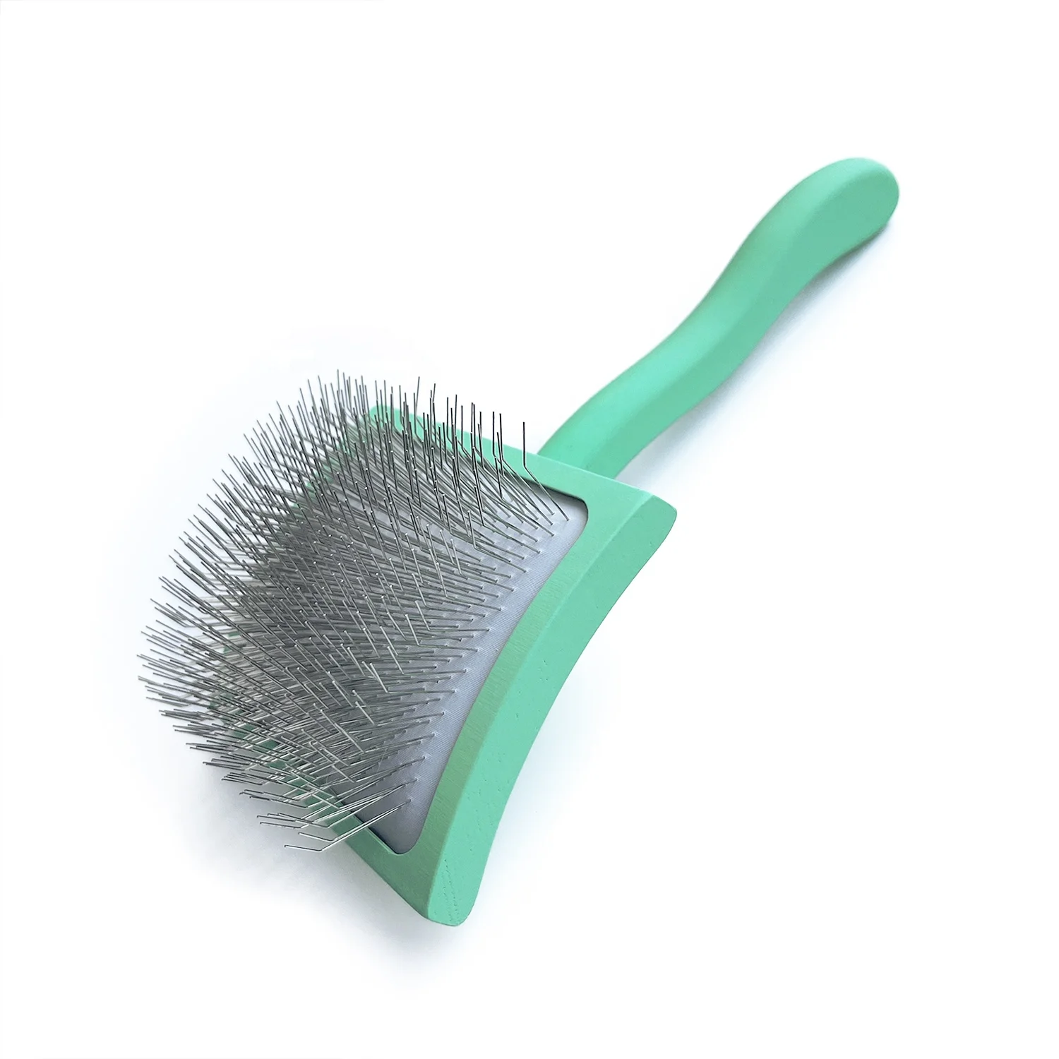 Baoli OEM 96x220mm Big Curved Slicker Brush For Dense Coats Long Hair Pet Grooming Steel Pins Brush Brosse Pour Animaux Pet Brus