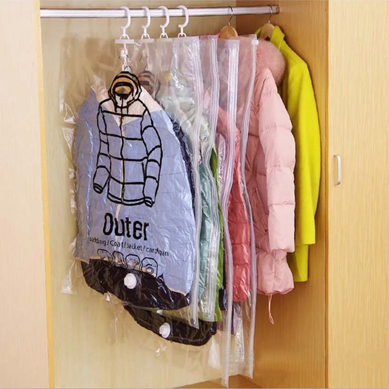 Hanging Clothes Compressed Storage Bag Transparent Large Plus Thick Down Jacket Air Vacuum Bag Clothes Finishing Bag