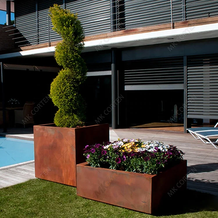 Garden Landscape Raised Box Wholesale Rusty Treatment Corten Steel Plantador Nursery Decorative Metal Modular Planter Boxes