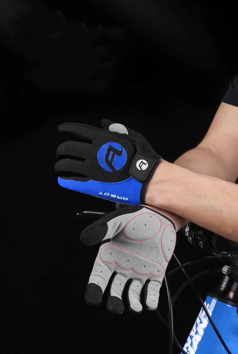 Outdoor sports men and women models fitness non-slip cycling full finger bicycle breathable touch screen gloves wholesale