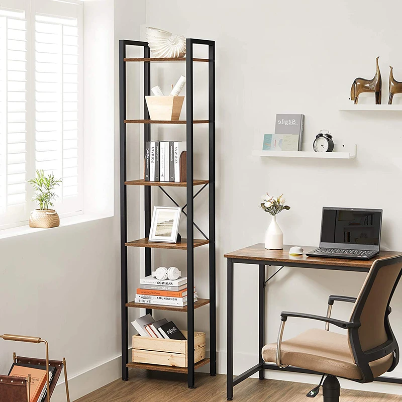 Nordic MDF Board Metal Office Bookshelf Modern Ladder Bookcase Combination Rack Apartment Furniture