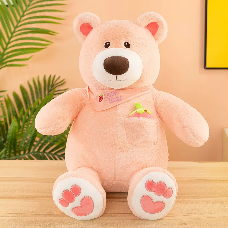 Factory Wholesale Best Selling New Design Stuffed Strawberry Po-lar Bear Toys Cute Fruit Ted-dy Bears Brown White