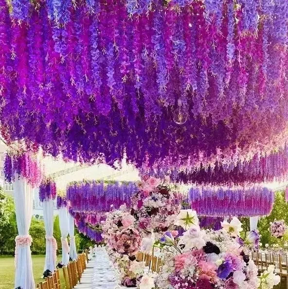 Purple Wedding Wisteria Flower Hanging Garland Artificial Wisteria Vines Flowers Wisteria