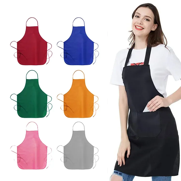 Custom Logo Black Grey Red Orange Print Kitchen Cooking Coffee Shops Apron For Chef Sublimation Cotton Polyester Apron