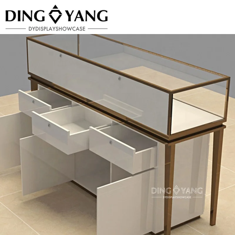 Custom Durable Jewelry Showcase , Fashionable Jewelry Showcase , Installed Led Lights and Enclosed Large Storage With Locks