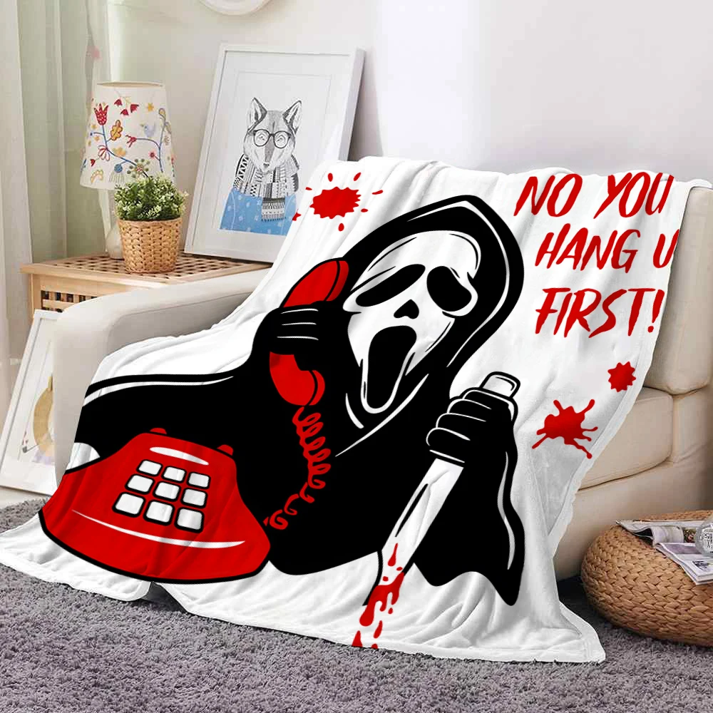 Halloween skeleton ghost Super Soft Dyed Polar Flannel Fleece Modern Solid Design Polyester Striped Plush Baby Sofa Blanket