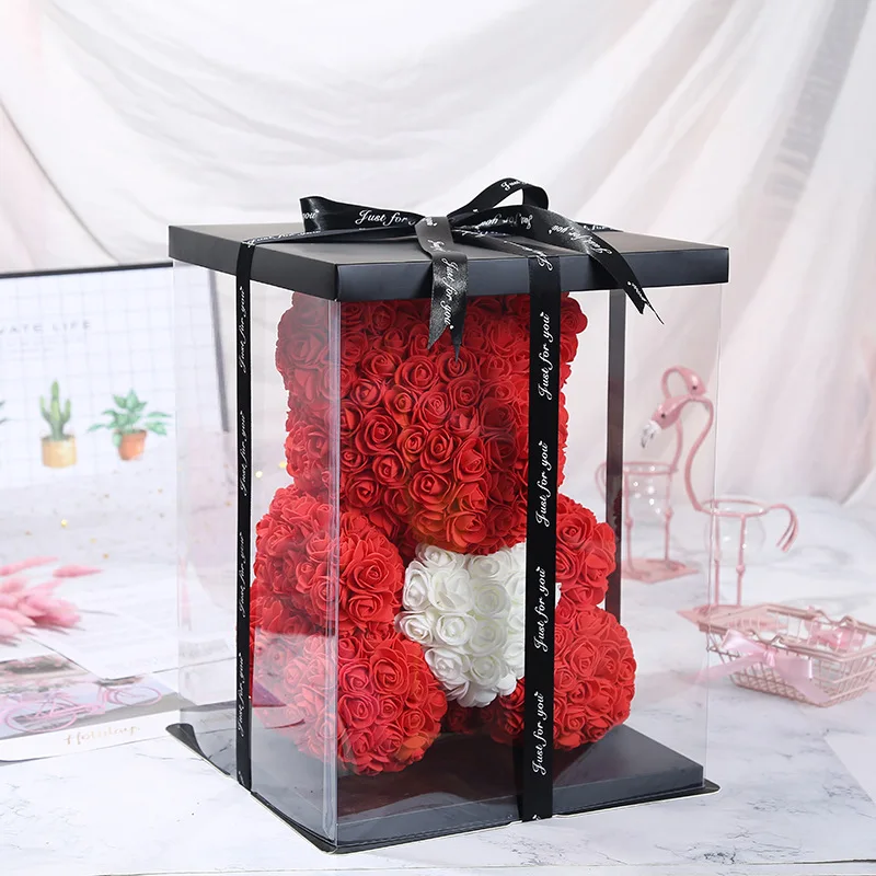 Rose bear 25cm 60cm 40cm 70cm ositos osos de rosas romantic rose PE teddy bear for Valentine gifts