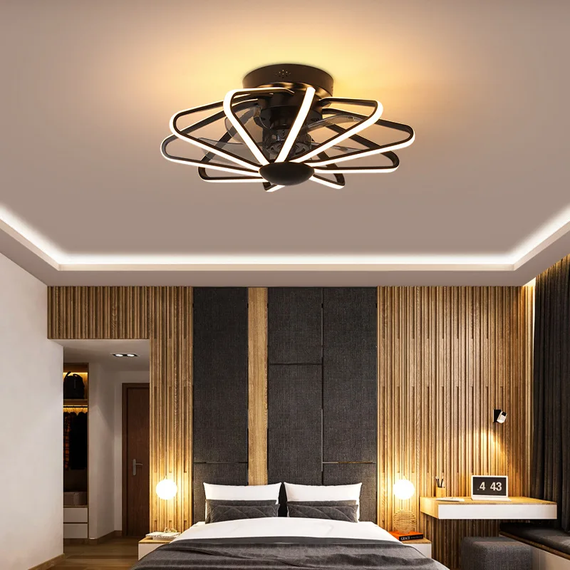 Industrial style modern trend line fan reversible bedroom ceiling fan light 60w living room dining room nordic ceiling fan light