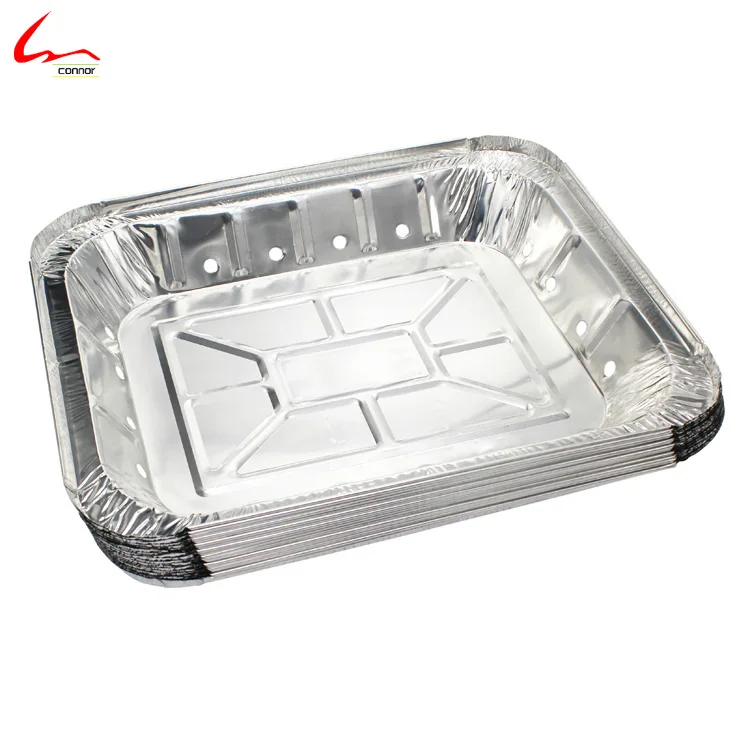 Heavy Duty Aluminum Foil Half size Container with holes for instant grill tray BBQ tray
