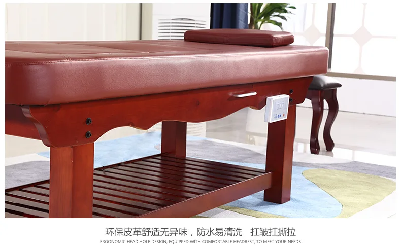 Functional solid wood automatic moxibustion salon massage bed for spa salon