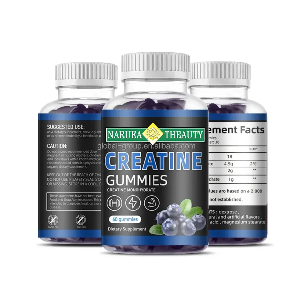 NARUEA THEAUTY Pre Workout Supplement Creatine Monohydrate Energy Gummy Gummies for Muscle Growth Pills