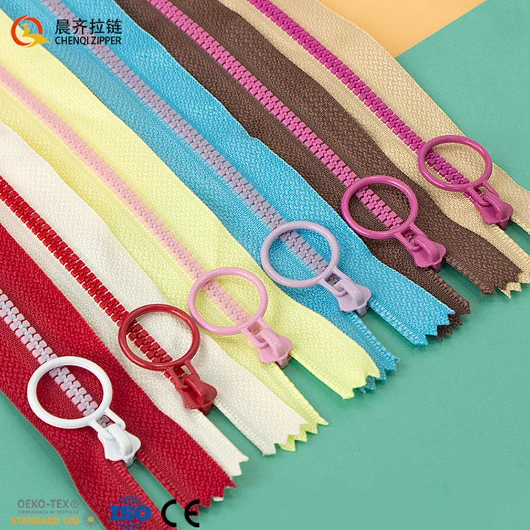 Wholesale Spot 5# 15 20 25 30 35 Cm Candy Colorful Closed-end Auto-Lock Plastic Resin Zipper For Clothing