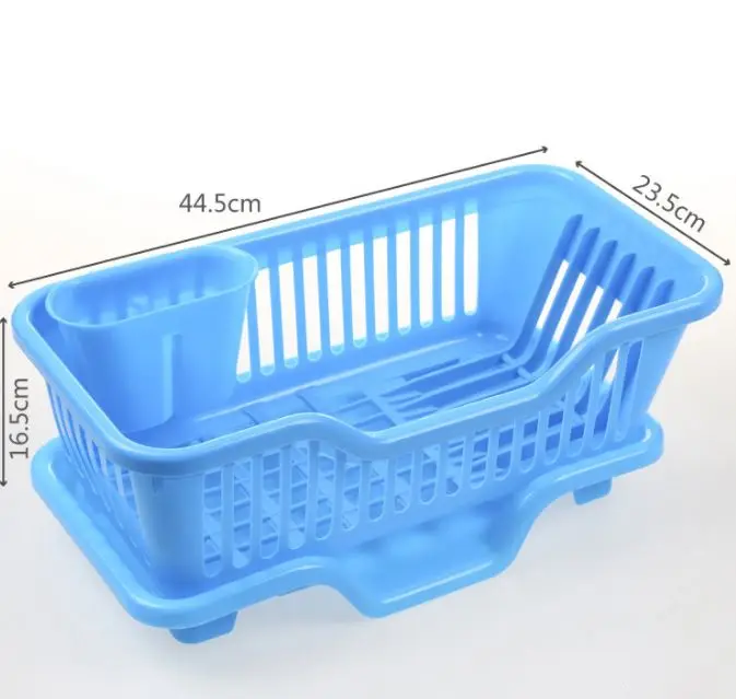 Environmental Protection Material Plastic Rectangle Drying Dish Rack With Cutlery Basket sink set