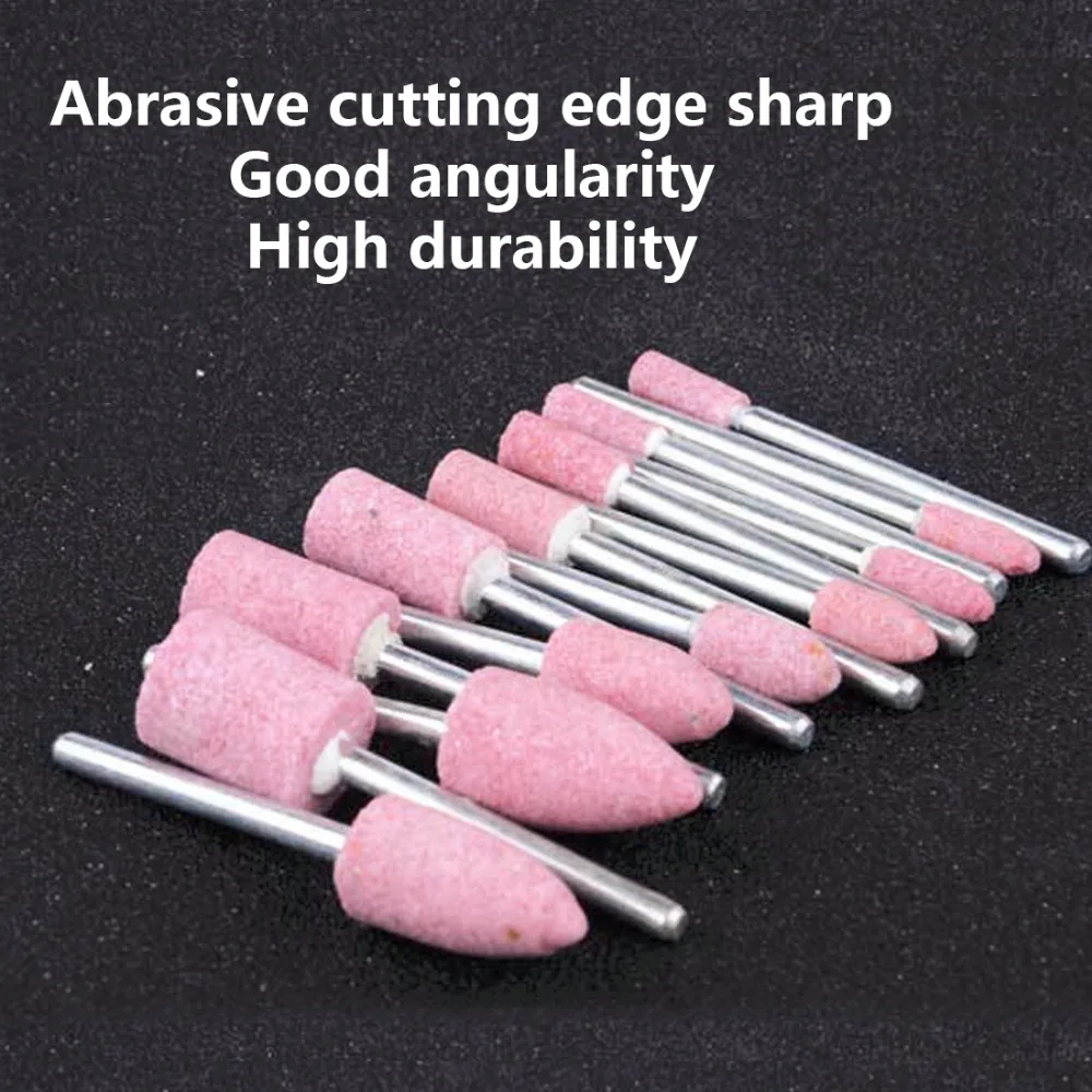 1/8 Shank 10pcs Abrasive Mounted Stone Set Grinding Burr Wheel For Dremel 4000 3000 Dremel Rotary Tools 4mm/5mm/6mm/8mm/10mm