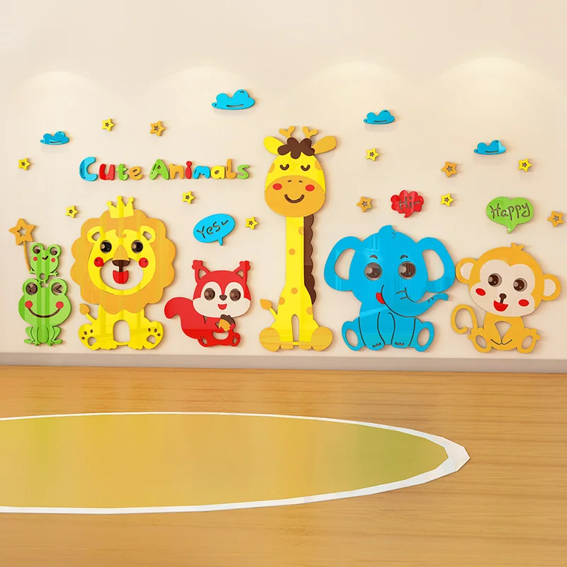 Детская комната Детский сад класс настенный Декор 3D мультфильм настенные наклейки