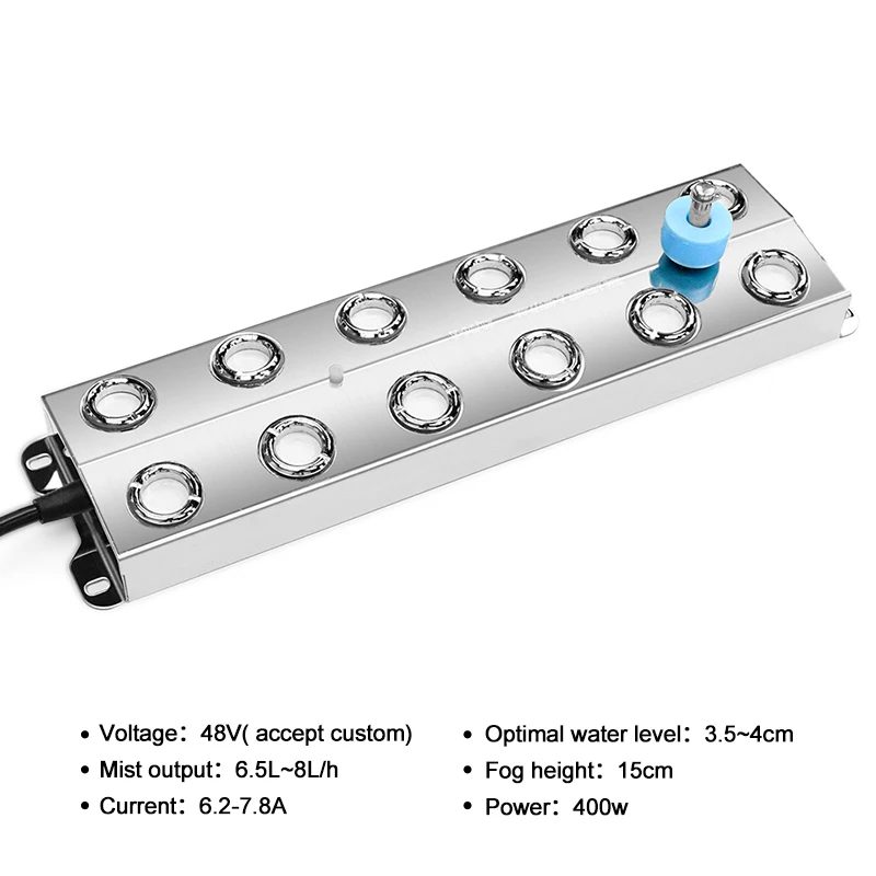 12 Head Industrial Ultrasonic Greenhouse Mushroom Pond Stainless Steel 48V Mist Maker Fogger