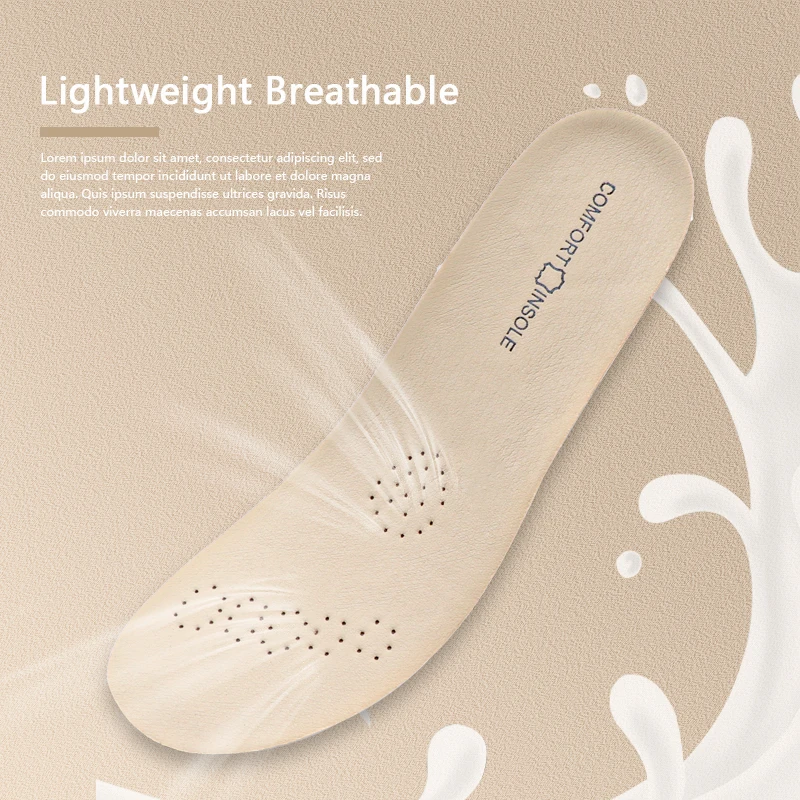 Cowhide Sheepskin Insoles for Shoes Latex Sport Insole Arch Support Shoe Pads Shock Absorbing Plantar Fasciitis Template Inserts