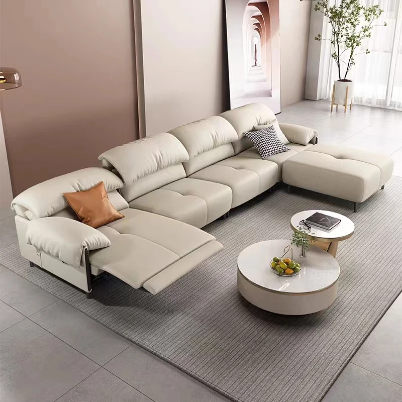 Hot Sale Genuine Leather Recliner 3 Seat Motor Power Lift Reclining Sectional Sofas