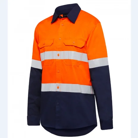 Unisex Custom Workwear Reflective Jacket Construction Worker Uniform Safety Construction Orange Work Shirts