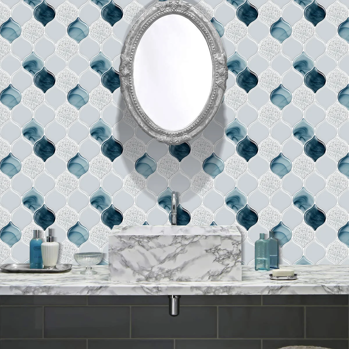 Breathable House decoration kitchen backsplash tiles Lantern Design new style wallpap decor peel and stick 3d tiles