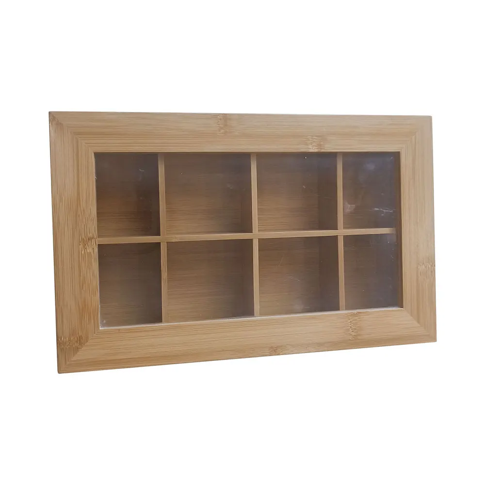 
Wholesale Bamboo Tea Bag Box Wood Tea Storage Tin Box With Clear Lid 