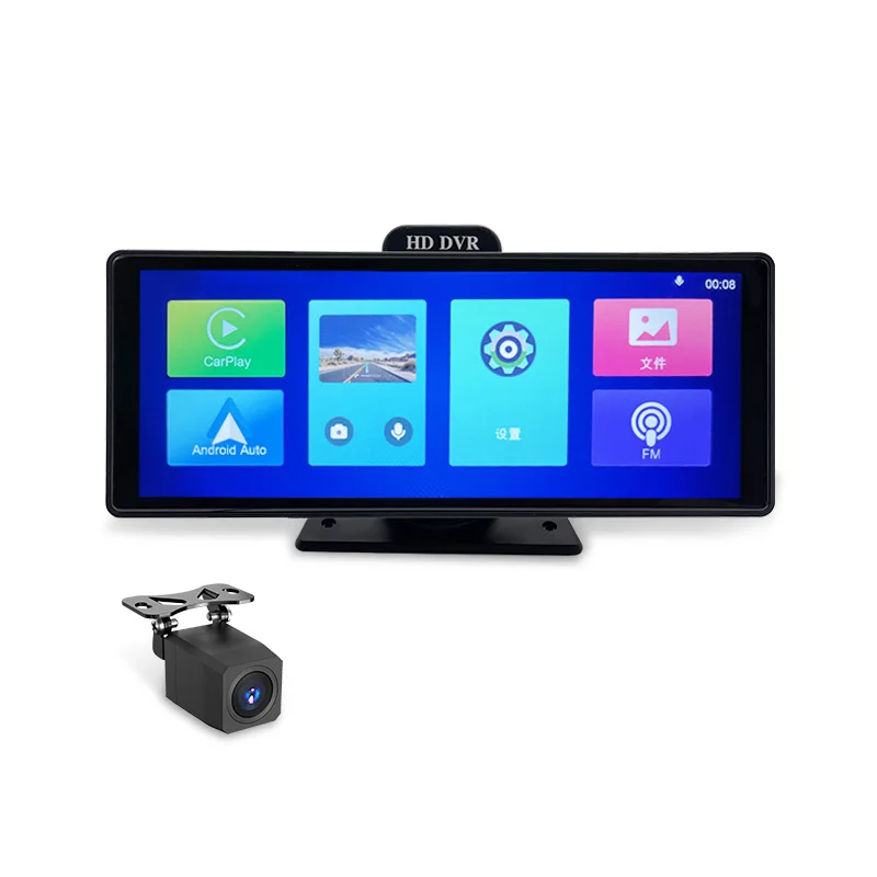 Aoedi A8 10.26 Inch 4K Touch Screen Dash Cam BT Wireless Carplay Android Auto display with Backup Camera