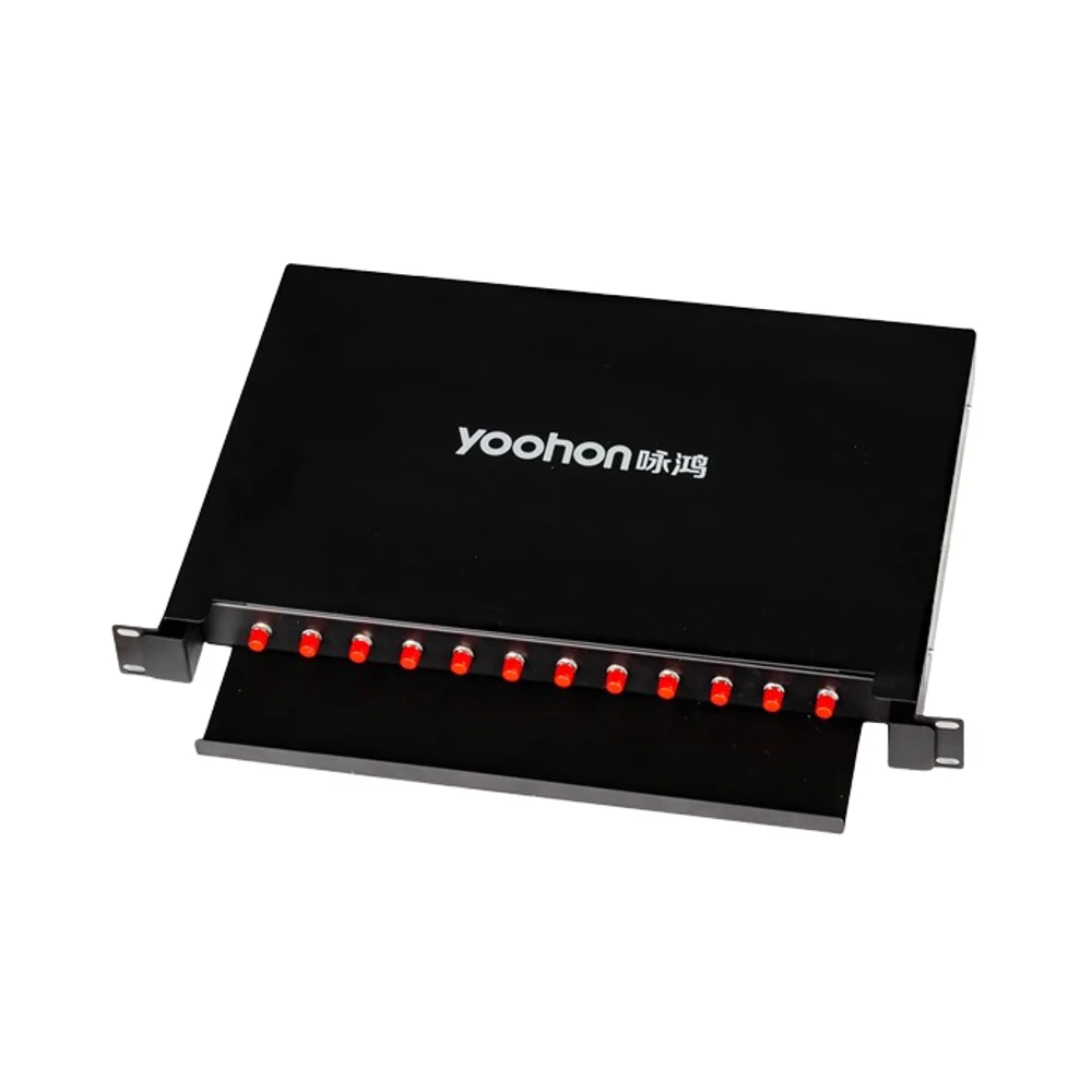 ODF Patch Panel Rack Mounted Sliding Type 1u 12 Port Fiber Patch Panel FC Upc Quad Fully Loaded 96 Core ODF