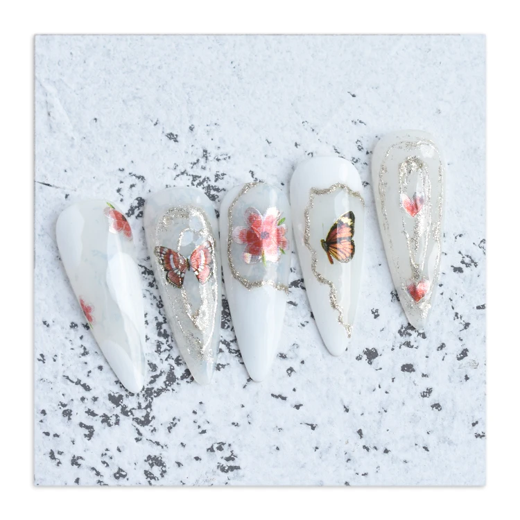 2021 New Butterfly 3D Nail Sticker Laser Flower Nail Sticker Decoration 1379-1384