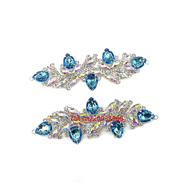 Shoes dress decorative applique gold base AB crystals unique designs sparkling sewing rhinestone appliques For Women Dressing